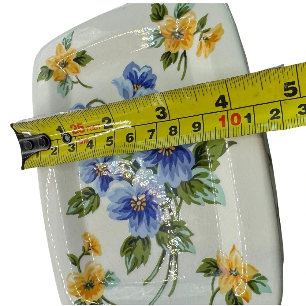 Liz Claiborne Liz at Home Just Picked Floral Ceramic Soap Dish Blue Yellow